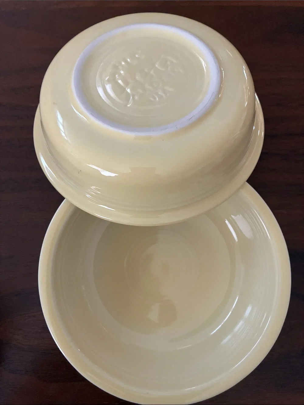 Fiesta HlC USA Bowls Cream/Soft Yellow Cereal Bowls Unglazed Rim Vintage Perfect